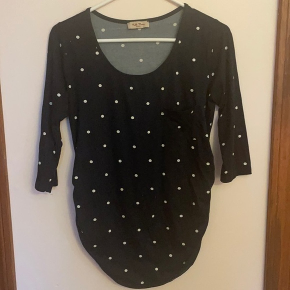 Full Moon Maternity polka dot navy shirt